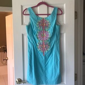 Lily Pulitzer blue embroidered shift dress